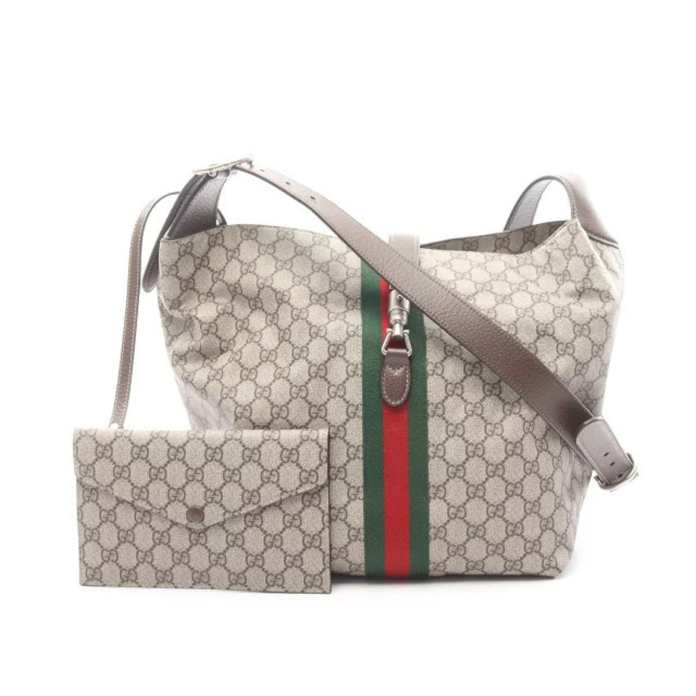 Gucci Jackie Crossbody Bag Leather Beige Cream Brown Multicolor